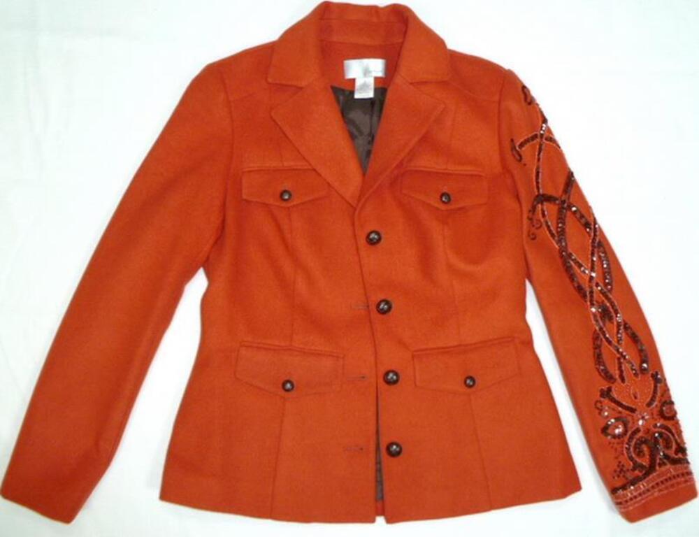 SPIEGEL USED WOMAN 8 ORANGE SEQUINS SLEEVE DECORATION BLAZER/TOP/JACKET